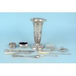 Mixed silver and silver plate including a silver vase (as found),