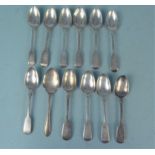 A quantity of various silver teaspoons, mostly Victorian and Georgian,