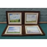 A set of four framed oils on board of views of Walberswick, Blythburgh and Dunwich,