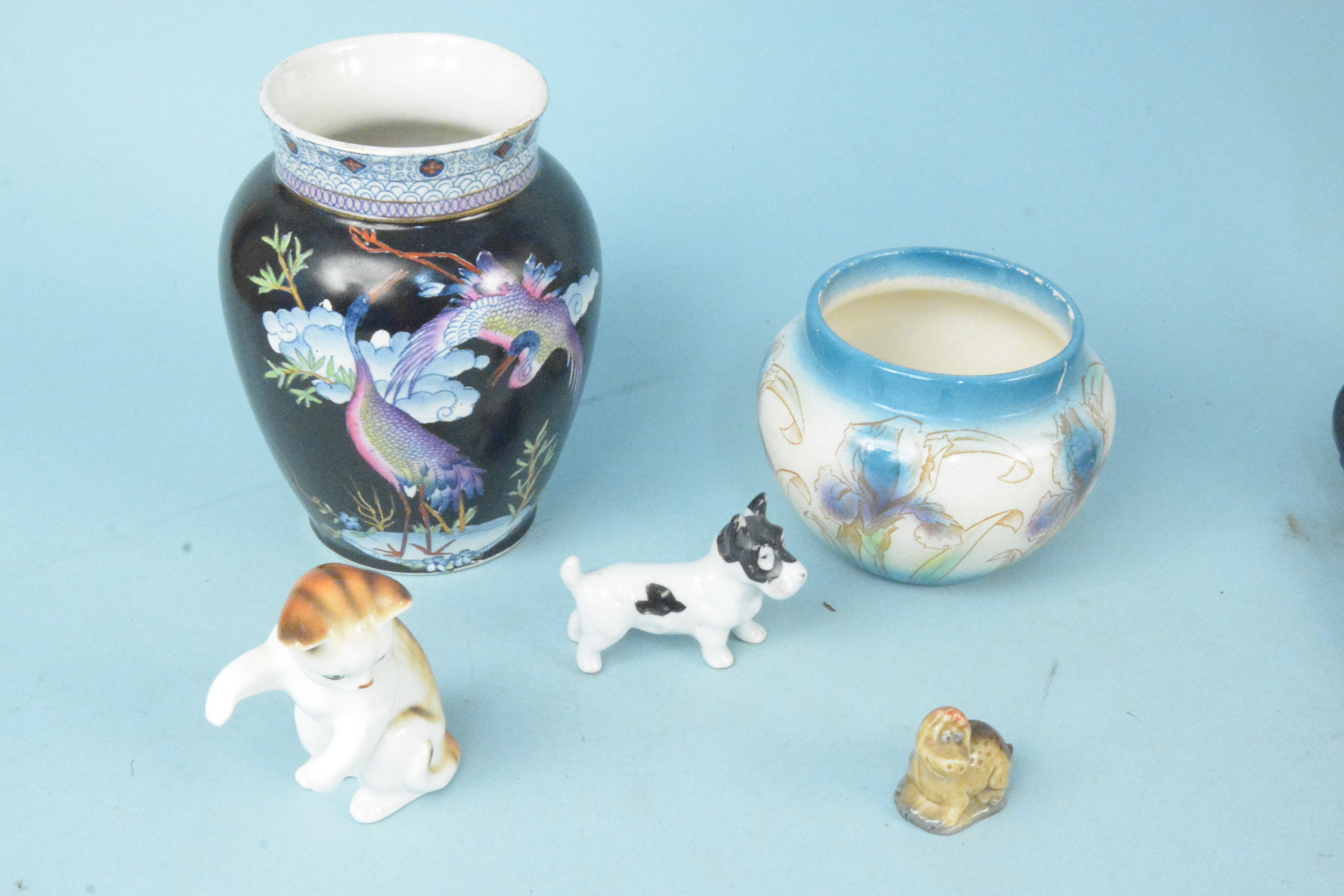 Mixed ceramics including a pair of continental lidded vases, - Image 2 of 3