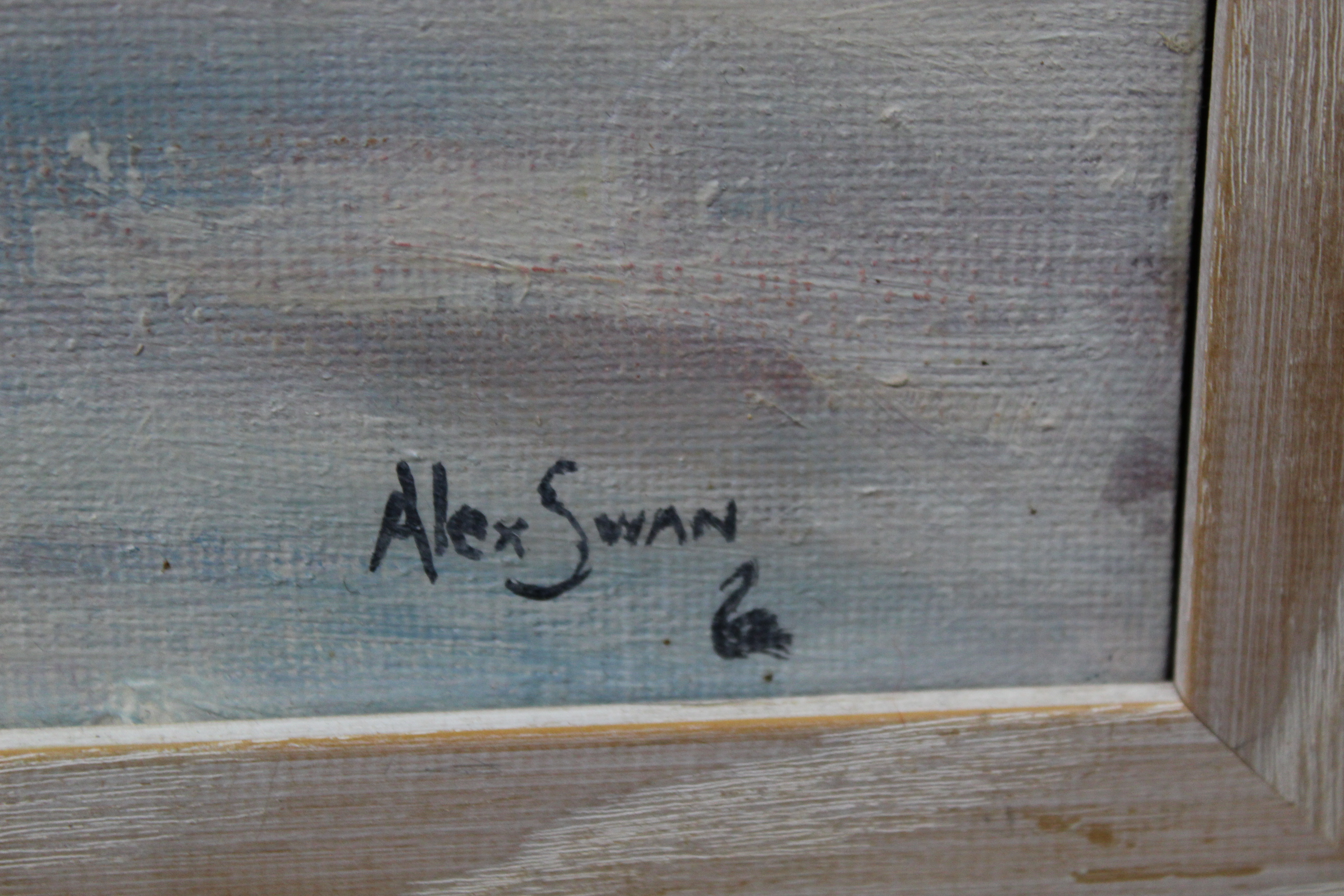 Alex Swan, framed oil on board 'Norfolk In Winter', 34cm x 22. - Image 2 of 3