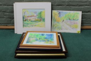 Five framed pastel studies of 'The Algarve',