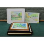 Five framed pastel studies of 'The Algarve',