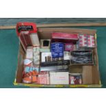 New old shop stock, a box with smoking accessories including gas refills, flints,