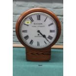 A pine cased drop dial wall clock,