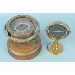 A wooden and brass ships compass marked 'Morning Cloud',