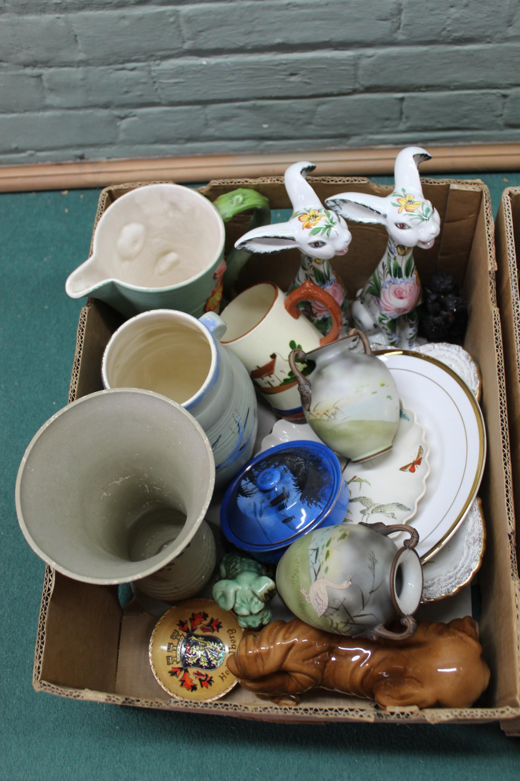 Two boxes of mixed ceramics including animal figures, Royal commemorative's, - Image 2 of 3