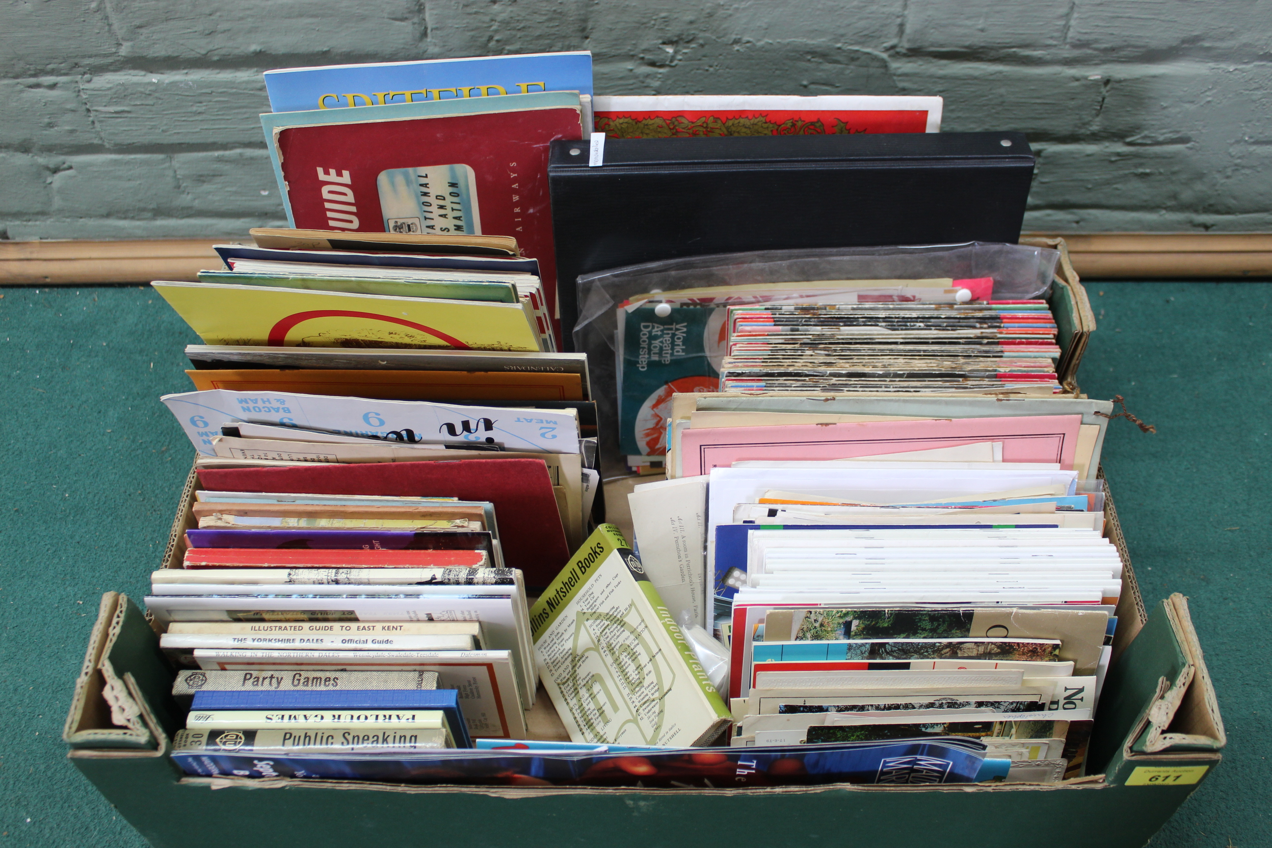 A mixed box of theatre programmes and ephemera including Tramfare magazines,