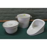 Three white finish sanitary wares,