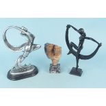 Three Art Deco style figures, two lightweight possibly resin,