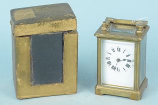 A French made brass carriage clock,