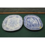 A Victorian large blue and white meat plate,