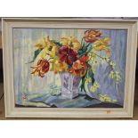 Margaret Thomas (1916-2016) framed oil painting of still life, bears monogram 'MT',