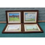 A set of four framed oils on board including views of Blythburgh,