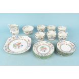 A Copeland Spode Chinese Rose pattern tea service comprising of six cups and saucers, side plates,