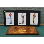 Diane Melville Kaye, three mounted fashion prints of Art Deco style ladies,