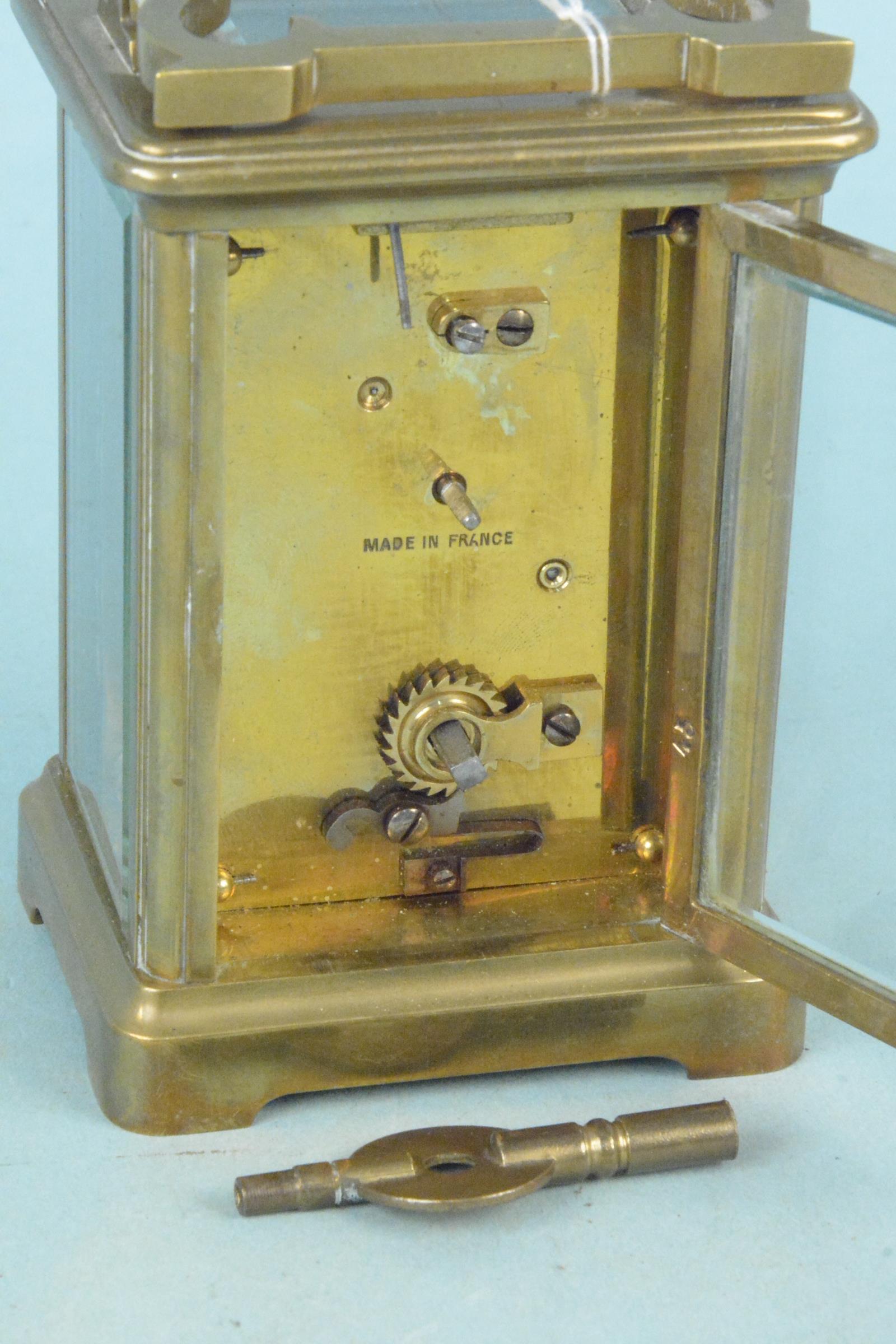 A French made brass carriage clock, - Image 2 of 3