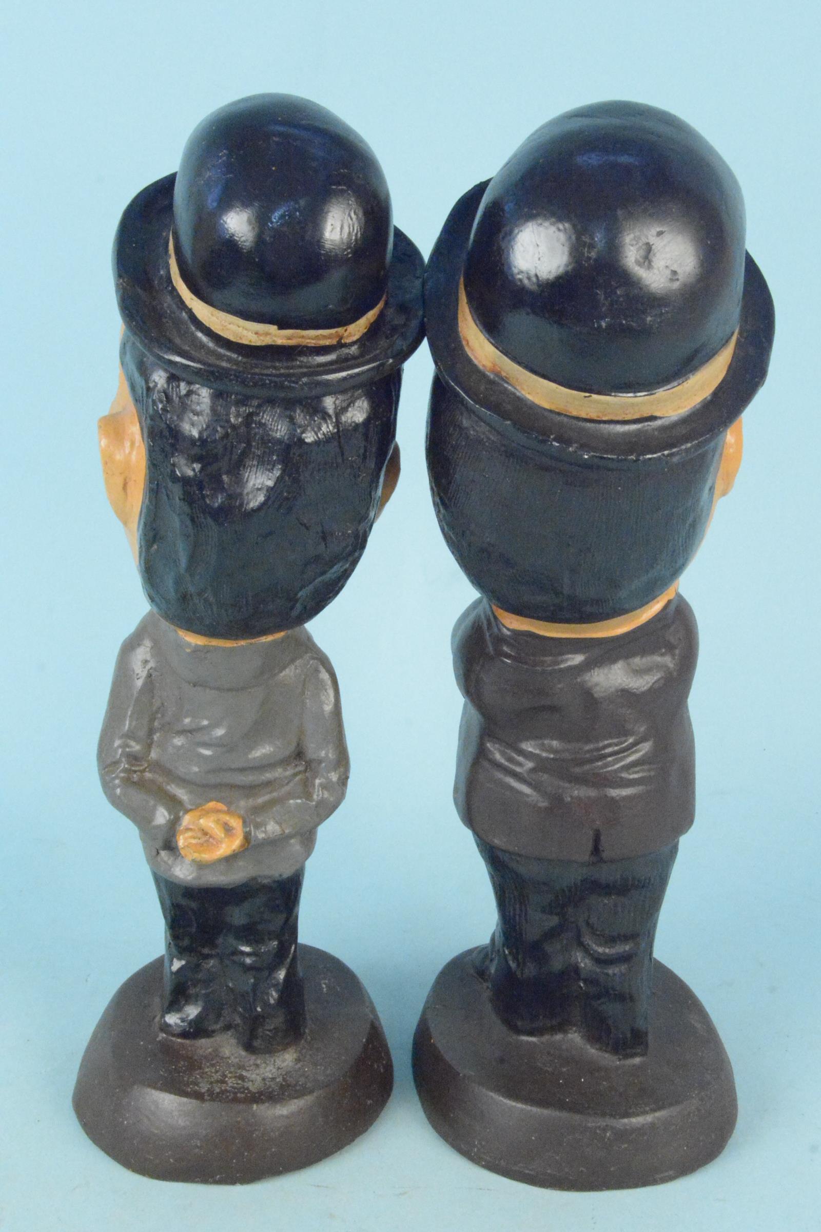 A pair of wooden style figures of Laurel and Hardy, - Image 2 of 3
