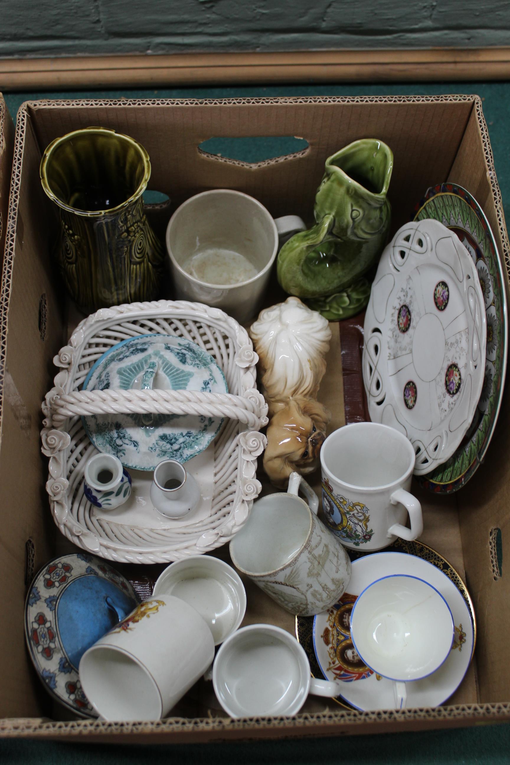 Two boxes of mixed ceramics including animal figures, Royal commemorative's, - Image 3 of 3