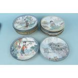 A collection of sixteen 1980's Imperial Jingdezhen porcelain wall plates,