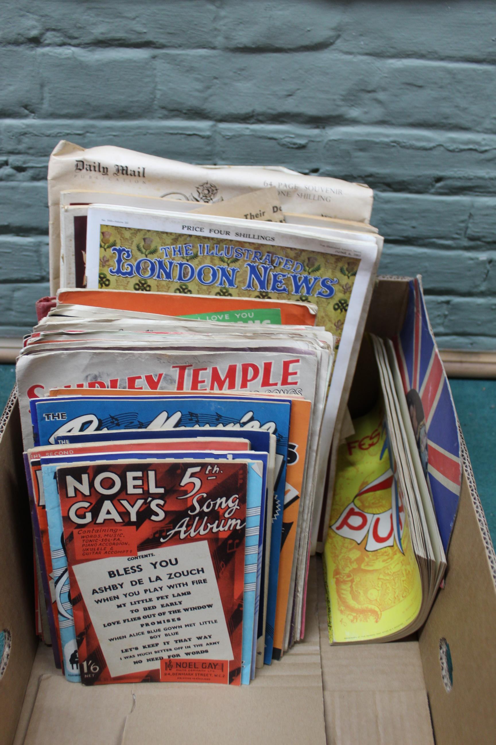 A selection of vintage 1950's Royal Coronation booklets and newspapers plus a selection of vintage