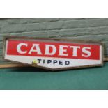 A vintage perspex advertising sign for 'Cadets Tipped' in metal frame
