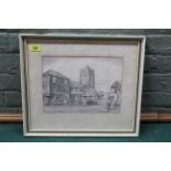 Jack Savage (1910-2003), pencil with watercolour highlight of Beccles town centre,