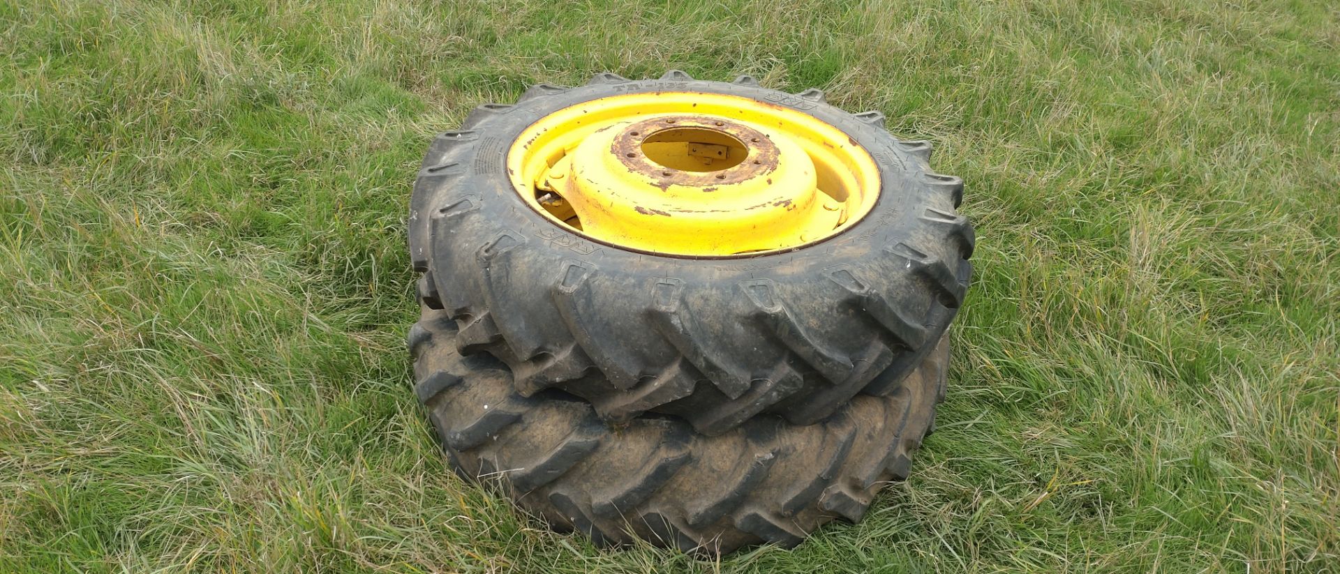 Pair of front row crop tractor wheels, compatable with above rears, BKT 11.