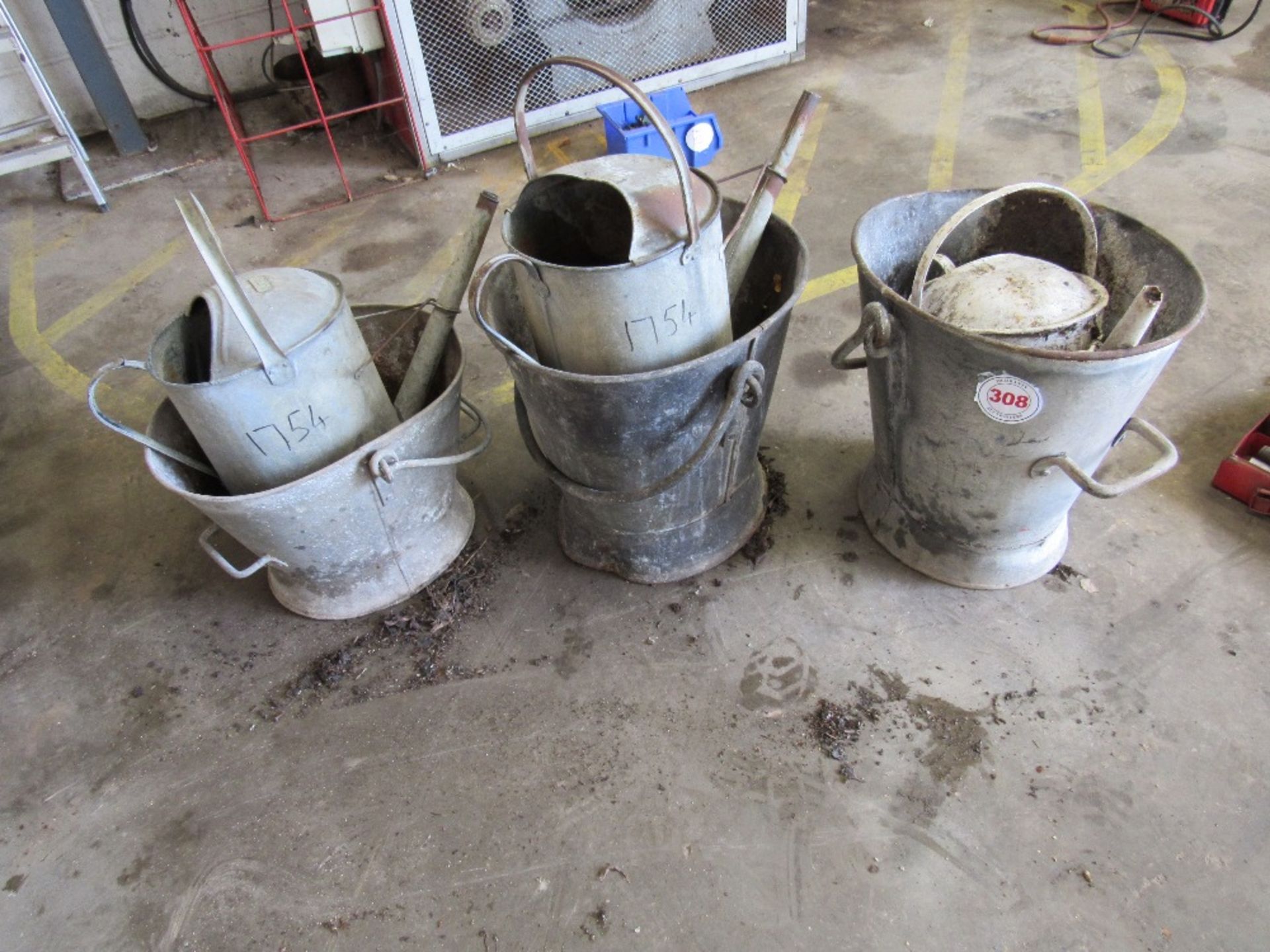 Assorted vintage galvanised buckets