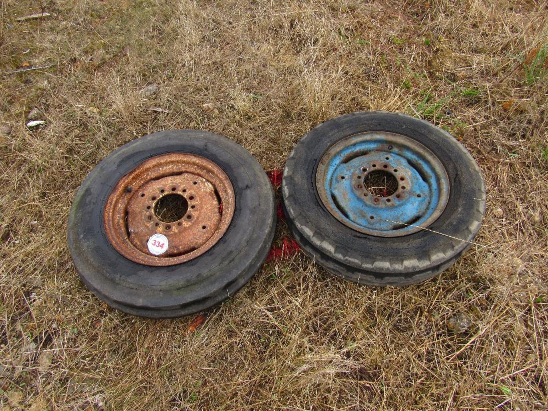 2 x Tractor front wheels and tyres,