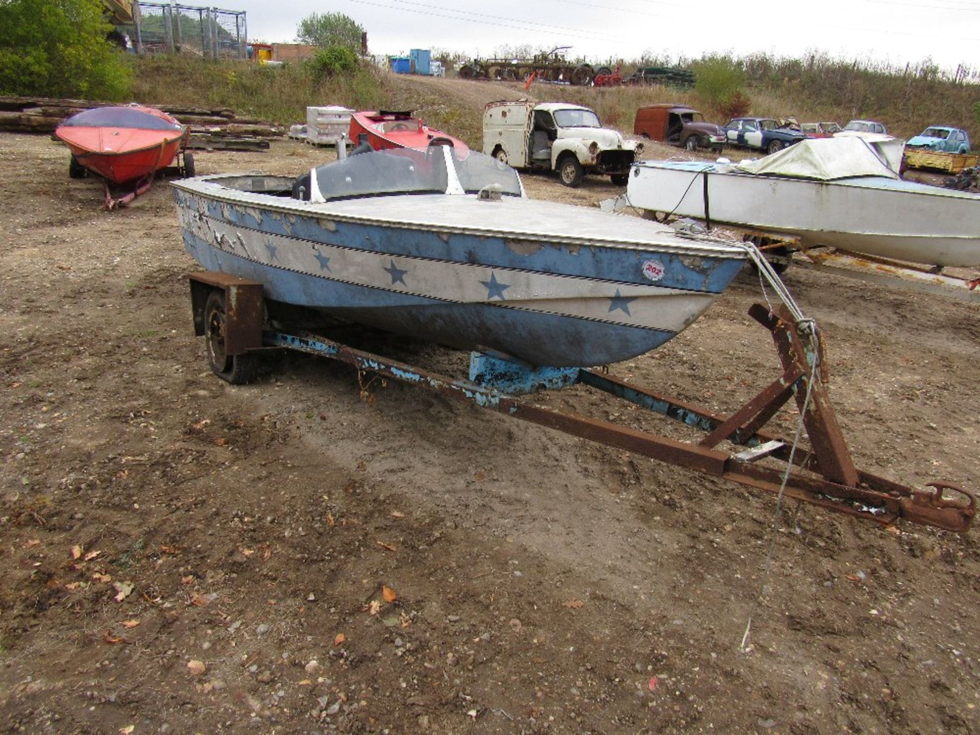 Albatross speed boat shell with 2L Ford Pinto engine, as found,