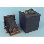 A cased vintage Eastman Kodascope Model C bellows camera