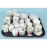 Royal Worcester 'Evesham', Royal Albert 'Orange Blossom', Depuis 'Botanica', cups, saucers,