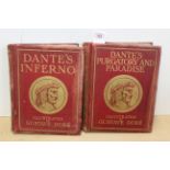 Two volumes 'Dante's Purgatory and Paradise' illustrated by Gustave Dore,