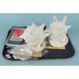 Two large conch shells plus a selection of mixed stamps and FDC's