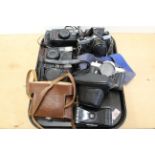 A selection of 35mm and other cameras including 'Mamiya', Pentax,