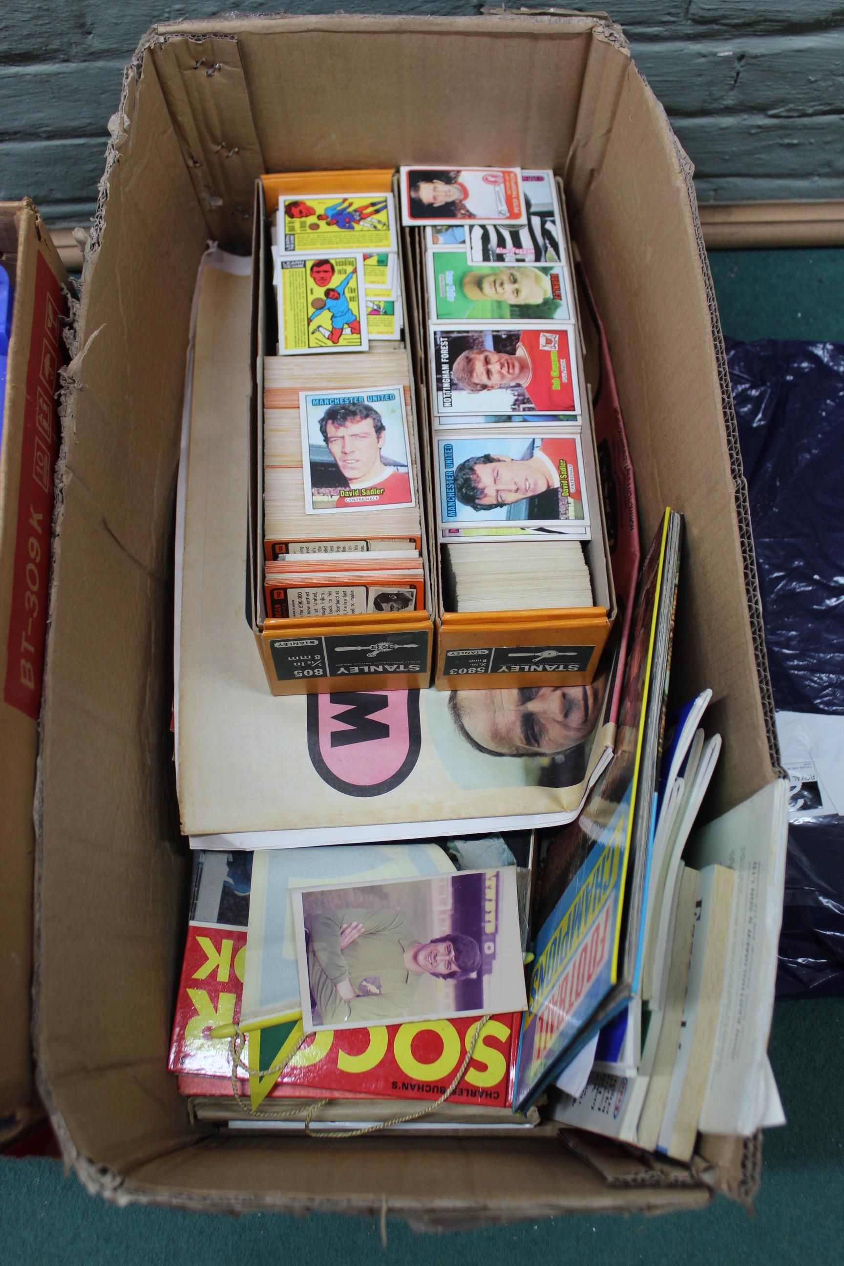 Two boxes of football related ephemera including 1970's A&BC collectors cards, - Image 2 of 3