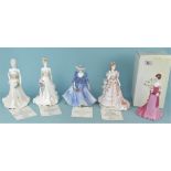 Five Coalport figurines with certificates to include 'Pretty Jessica', 'Florence', 'Vienna',