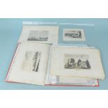 A folder of vintage mainly 19th Century prints, classical scenes, people,