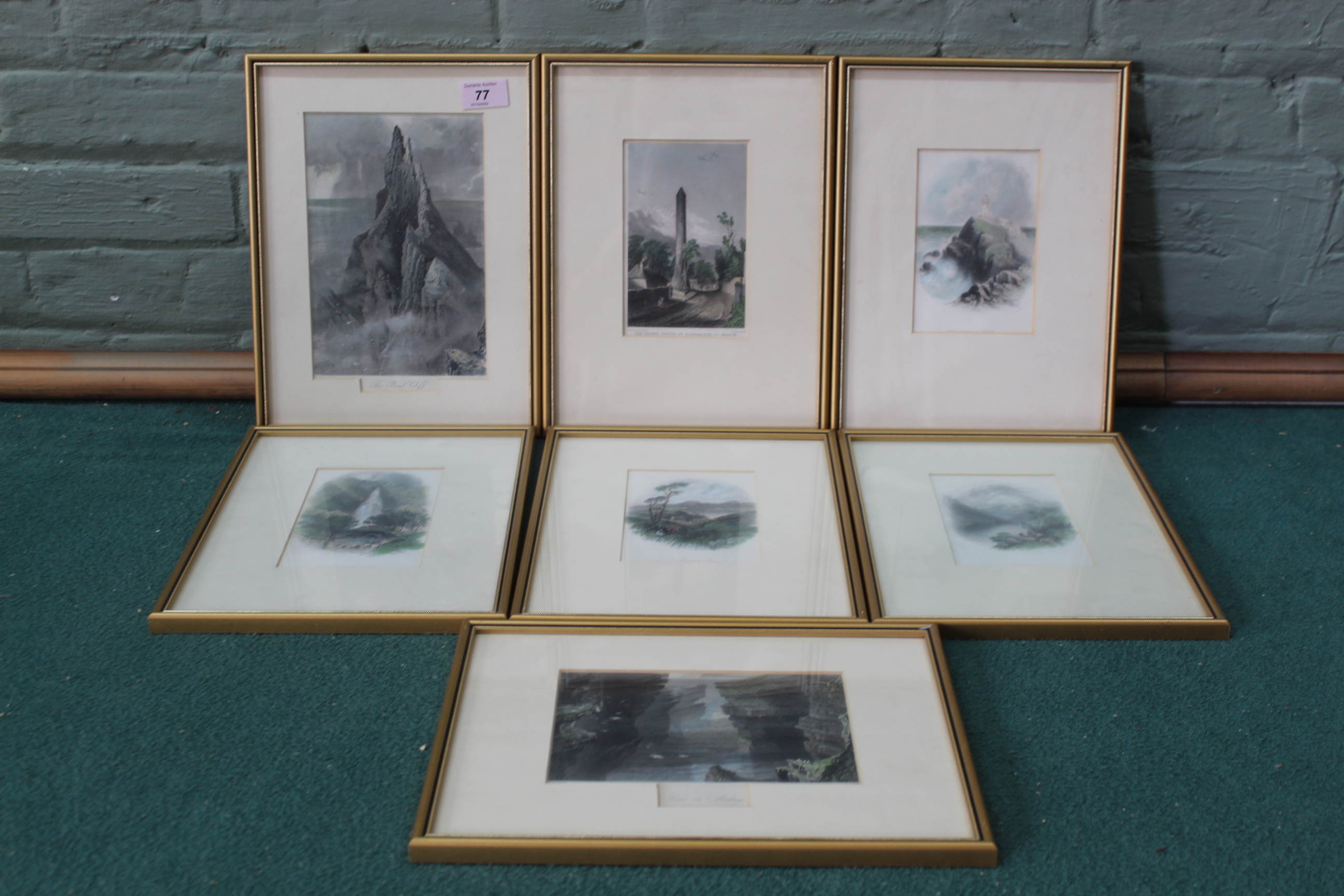 A set of seven framed 19th Century topographical prints of views of Ireland