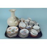 Various Japanese ceramics including a Satsuma vase, five cups and saucers,