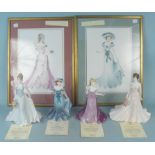 Four full size Coalport figurines with certificates, 'Christina', 'Barbara',