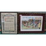 A framed Cecil Aldin print dated 1901 'The Blue Market Races',