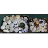 Two boxes of assorted cups, saucers, part tea sets,