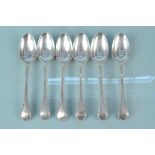 A set of six Scottish silver teaspoons with bead decoration, hallmarked Glasgow 1873,