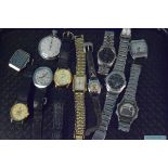 A selection of vintage gents wristwatches to include Seiko, Buler, Pierre Cardin,