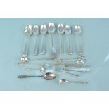 A quantity of various silver cutlery including tongs, condiment spoons and teaspoons,