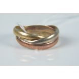 A 9ct gold tri-colour 'Russian' ring, size I, weight approx 3.