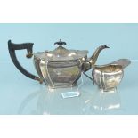 A silver teapot and cream jug, hallmarked Sheffield 1930, maker Viners Ltd,