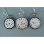 Three silver cased pocket watches to include a Graves of Sheffield example
